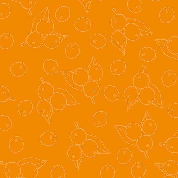 Pattern of white outlines of berries on an orange background